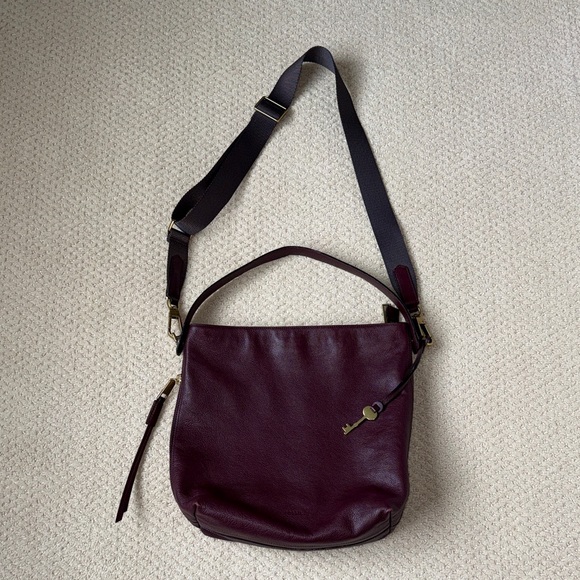 Fossil Handbags - Fossil Deep Wine Leather Shoulder Bag